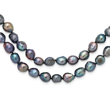 9-10mm Baroque Black Freshwater Cultured Pearl Endless 64-inch Necklace