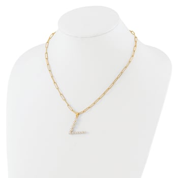 Gold Tone Sterling Silver 3-5.5mm Freshwater Cultured Pearl LETTER V
18-inch Necklace