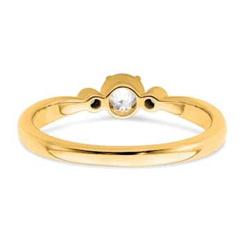 14K Yellow Gold Petite Beaded Edge Round Diamond Ring 0.24ctw