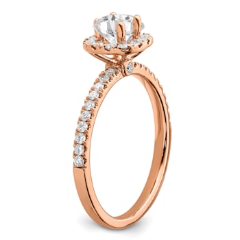 14K Rose Gold Eternal Promise Lab Grown Diamond Halo Complete Ring 0.75ctw