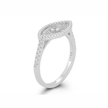 CZ Pave Evil Eye Ring In Sterling Silver
