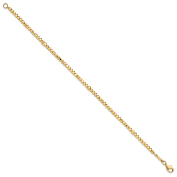 14K Yellow Gold Polished and Diamond-cut Beaded Bracelet