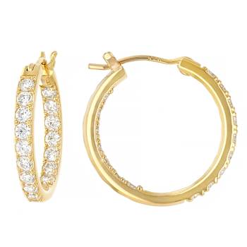 CZ Hoop Earring Set Of 2 18k Gold Over Sterling Silver
