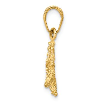 14k Yellow Gold Textured Starfish Pendant