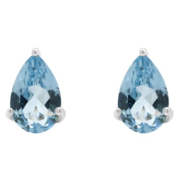 8x5mm Pear Shape Sky Blue Topaz Rhodium Over Sterling Silver Stud Earrings