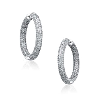 CZ Inside-Out Hoop Earrings In Sterling Silver