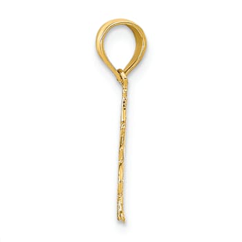 14k Yellow Gold Textured Gambler with Cards Pendant