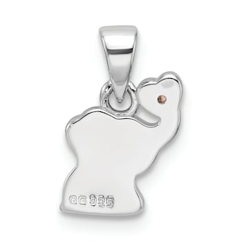 Rhodium Over Sterling Silver Pink Enamel and Cubic Zirconia Elephant
Children's Pendant