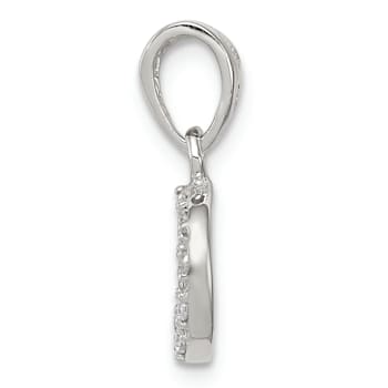 Rhodium Over Sterling Silver Small Cubic Zirconia Peace Pendant