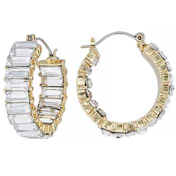 Crystal Tennis Necklace, Bracelet, and Earring Set in Gold Tone
