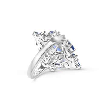 Rhodium Over Sterling Silver Marquise Tanzanite and White Zircon Ring 2.91ctw