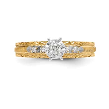 14K Yellow Gold Polished Finished Engagement Ring 0.09ctw