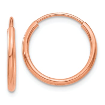 14k Rose Gold 9/16" Polished Endless Hoop Earrings