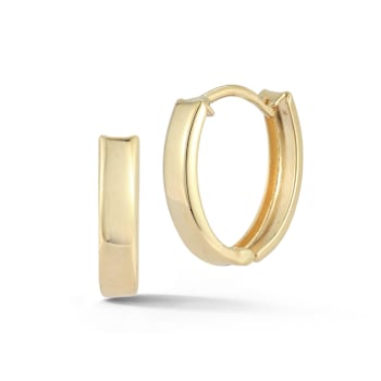 Bellissima Gold 14K Yellow Gold Oval Huggie Hoop Earrings
