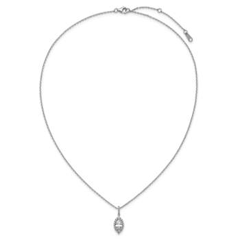 Rhodium Over Sterling Silver Fancy Marquise Cubic Zirconia Halo With 2
Inch Extension Necklace