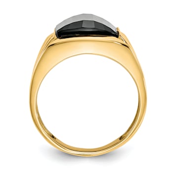 10K Yellow Gold Men's Diamond and Black Onyx Ring