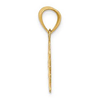 14k Yellow Gold Polished and Textured Sun with Face Pendant