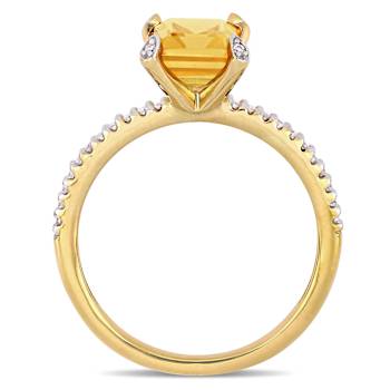 Citrine and Diamond 10K Yellow Gold Ring 1.6ctw