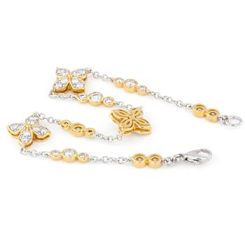 White Lab-Grown Diamond Two-Tone Station Bracelet In 14K Yellow Gold
Over Sterling Silver 1.50ctw