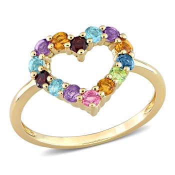 Multi Gem 10K Yellow Gold Ring 0.77ctw