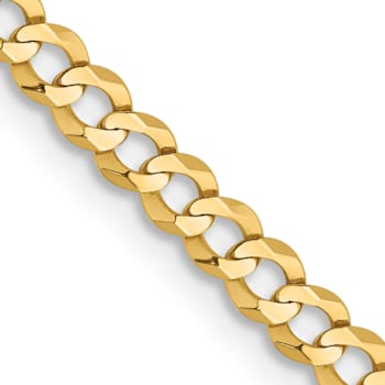 14k Yellow Gold 3.1mm Flat Cuban 16 Inch Chain