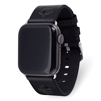 Gametime NHL Vancouver Canucks Black Leather Apple Watch Band (42/44mm
S/M). Watch not included.