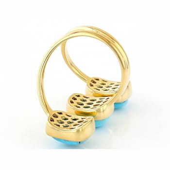 Turquoise Three-Stone Wrap Ring In 18K Gold Over Sterling Silver