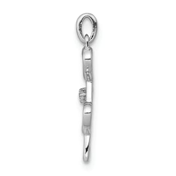 Rhodium Over 14k White Gold Diamond Four Hearts Pendant