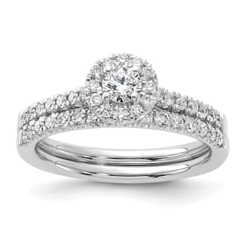 Rhodium Over 14K White Gold Eternal Promise Lab Grown Diamond Halo
Complete Ring 0.508ctw
