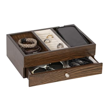 Mele and Co Rex Men’s Dresser Valet Wooden Jewelry Box