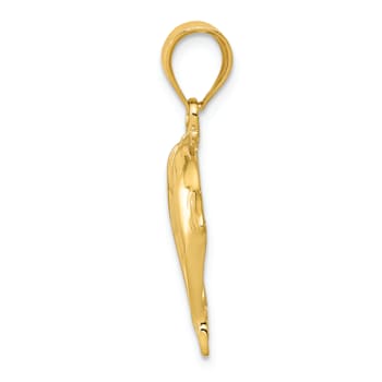 14k Yellow Gold Two Dolphins Pendant