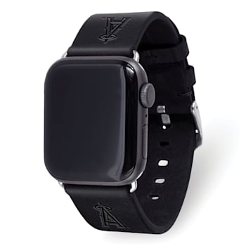 Gametime MLB Los Angeles Angels Black Leather Apple Watch Band (42/44mm
S/M). Watch not included.