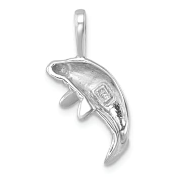 Rhodium Over Sterling Silver Polished Manatee Pendant