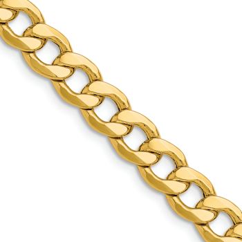 14k Yellow Gold 7.5mm Curb Link 22 Inch Chain