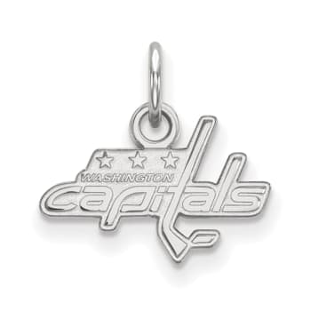 Rhodium Over Sterling Silver NHL LogoArt Washington Capitals Extra Small Pendant