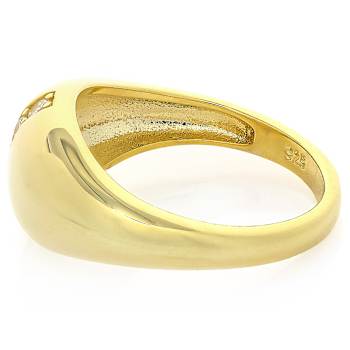 Small Dome Band Ring With CZ In 18K Gold Over Sterling Silver