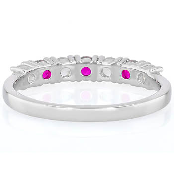 Lab-Created Ruby And White Sapphire Band Ring In Platinum Over Sterling Silver