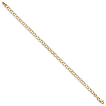 10k Yellow Gold Solid 4mm Double Link Charm Bracelet