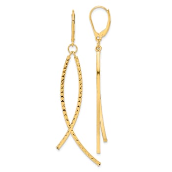 14k Yellow Gold Polished Diamond-Cut Fancy Dangle Earrings