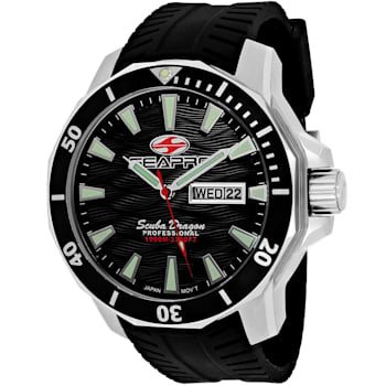 Seapro Men's Scuba Dragon Diver Limited Edition Black Dial and Bezel,
Black Silicone Watch