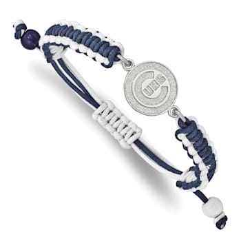 Stainless Steel MLB LogoArt Chicago Cubs Adjustable Cord Bracelet