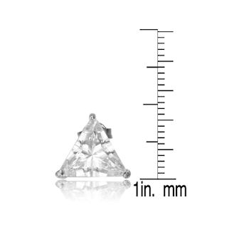 Triangle CZ Stud Earrings In Sterling Silver