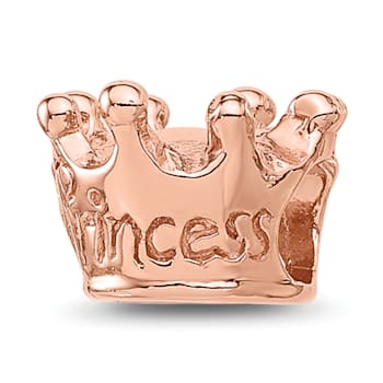 14K Rose Gold Over Sterling Silver Princess Crown Bead