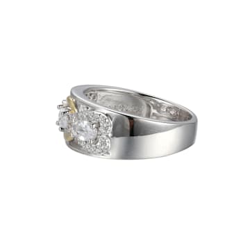 White Cubic Zirconia Platinum and 18k Yellow Gold Over Sterling Silver
Ring 1.26ctw