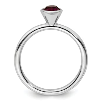 Sterling Silver Stackable Expressions High 5mm Purple Crystal Ring