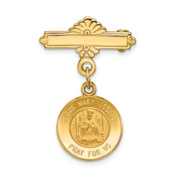 14k Yellow Gold Satin Holy Family Medal Pin