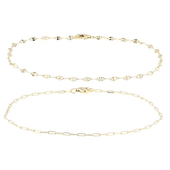 Petite Mirror And Paperclip Chain Bracelet Set In 18K Gold Over Sterling Silver