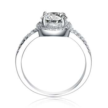 CZ Halo Engagement-Style Ring In Sterling Silver