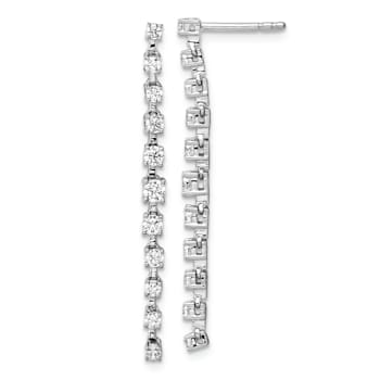 Rhodium Over 14K White Gold Lab Grown Diamond VS/SI, D E F, Post Dangle Earrings