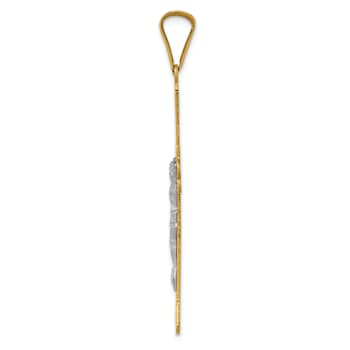 14k Yellow Gold and 14k White Gold Polished Satin Diamond-Cut Crucifix
Cross Pendant
